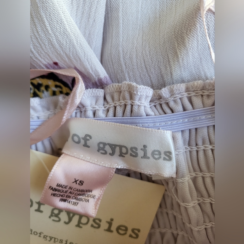 NWT Band of Gypsies Bandeau Pale Pink/Lavender Floral Romper size XS - Picture 9 of 10